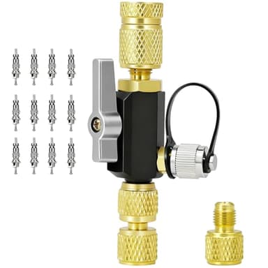 HVAC Valve Core Removal Tool, Mega Flow Vacuum-Rated Valve Core Removal Tool,1/4"& 5/16" Dual Valve,20 Micron Vacuum, Compatible with R22 R410A R32 R134a, Valve Core Remover Installer Tool
