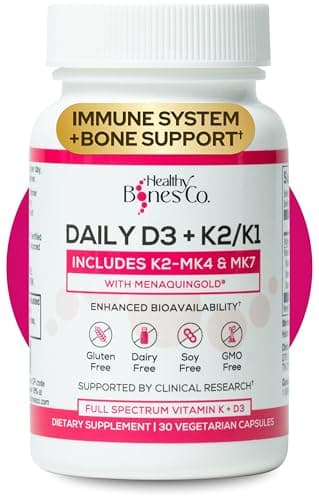 Premium D3 K2 - Full Spectrum Vitamin D3 K2, 2000 IU D3 + MK7 + MK4 + K1, Daily D3 K2 & K1 Supplements - Vitamin D Supports Calcium Absorption for Strong Bones & Immune Health - 30 Capsules