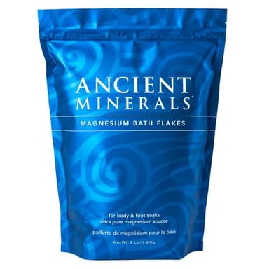 Ancient Minerals Magnesium Bath Flakes – Pure Zechstein Magnesium Chloride for Soaking and Whole-Body Replenishment, 8 lb Bag