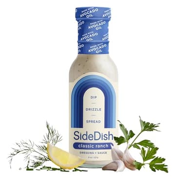 SideDish Classic Ranch Dressing - Seed Oil Free, Dairy Free & Gluten Free Salad Dressing w/Avocado Oil - Sugar Free, Low Sodium Healthy Ranch Dressing - Paleo Dressing for Sauces & More - 8 fl oz
