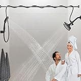 DOUBLUOEG Tandem Shower Head for Couples, High Pressure Dual Shower Head for Couples with 5 Spray Modes Double Shower Heads for Two People Equipped with 3 Meter Shower hose, Matte Black