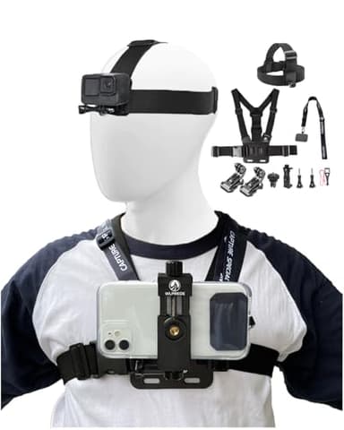 Phone Chest Mount Head Strap Accessories - Vlogging Kit for iPhone,POV Phone Holder Compatible With iPhone 17 Pro Max Plus 16 15 14 - Hands Free Body Camera Mount for Immersive Fishing Video Recording