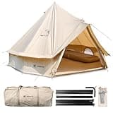 Canvas Tent Bell Tent Glamping Tent, 4 Seasons Yurt Tent for Camping 3M/4M/5M Canvas Tents with Stove Jacks, Dream House Family Camping Outdoor Hunting Party (3M- 9.8FT)