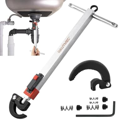 HAUTMEC 11-18inch Telescoping Basin Wrench, Sink Faucet Wrench for Tight Spaces with Replaceable Jaws Capacity 1-1/4''to 2-1/2", Plumber Wrenches for Faucet Hex Nuts Install and Repair Under Sink