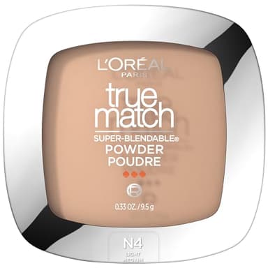 L'Oreal Paris True Match Super Blendable Oil Free Powder Foundation, N4 Light Medium, 0.33 oz, Packaging May Vary