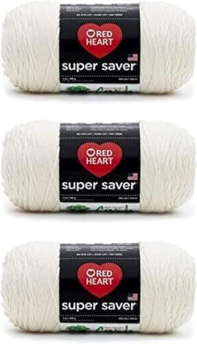 Red Heart Super Saver Aran Yarn - 3 Pack of 198g/7oz - Acrylic - 4 Medium (Worsted) - 364 Yards - Knitting/Crochet