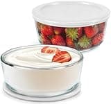 Ultimate Yogurt Containers 2 Pack - Make More Yogurt with 1-Quart Glass Containers (4 Cup) - Perfect for Food Storage & Meal Prep - 100% BPA free & Oven Safe Round Bowl Set with Lids