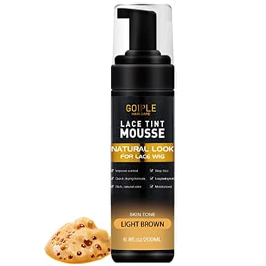 Lace Tint Melting Hair Mousse, 6.8 fl oz Lace Tint Mousse for Women Hair Wig Lace Wigs Toupees and Hairpieces Natural Finishing Lace Color, Lace Tint Mousse for Wigs Melts Lace Foam Tint(Light Brown)