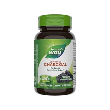 Nature's Way Activated Charcoal, Binds Unwanted Materials and Gas in the Digestive Tract*, 560 mg per 2-Capsule Serving, 100 Capsules (Packaging May Vary)