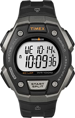 Timex Men's Ironman Triathlon Classic 30 38mm Watch – Gray & Black Case with Black Resin Strap