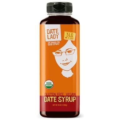Date Lady Date Syrup 3 lb Squeeze Bottle | 1 ingredient: 100% Organic Dates. Vegan, Paleo, Gluten-free & Kosher | Also Known As Silan, Date Honey and Date Nectar | Sugar Substitute