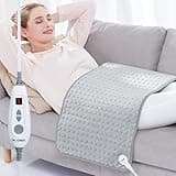 [5 Year Warranty] WOOMER Electric Heating Pad for Back Pain & Cramps Relief, 17"x33" Extra Large, Heat Pad with Multi-Color Option, Moist Heat Therapy Feature, Auto Shut-Off, Power Cords Storage Belt