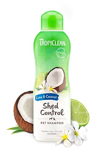 TropiClean Deshedding Dog Shampoo, Fast-Acting Shedding Control & Coat Softener, Puppy Safe, Made in USA, Lime & Coconut Scent, Cat Friendly, 20oz.