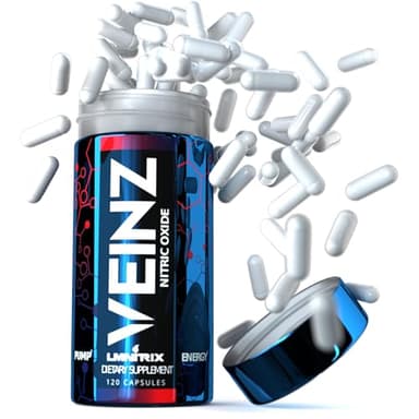 VEINZ Pills - Best Nitric Oxide Booster for Men & Women - L-Arginine, L-Citrulline and ALA - Top Muscle Mass & Pump Supplement - 120 N.O. Capsules
