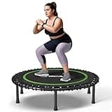 BCAN 40" Foldable Mini Trampoline, Silent Bungee Cord, Stable & Quiet Exercise Rebounder for Adults Indoor/Garden Workout Max 450 LBS - Green