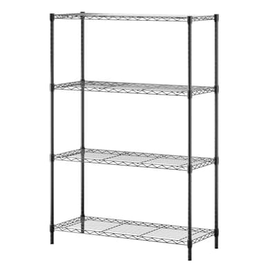 BestOffice | 4-Tier Wire Storage Shelves | 36x14x54 | Black | with Adjustable Racks | Heavy-Duty Metal Shelf, Holds Upto 1000 lbs | No-Tool Assembly | Ideal for Home & Garage Shelving