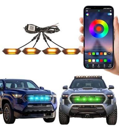 Direct-Snap LED Grill Lights for 2024 2025 2026 Toyota Tacoma 4th Gen Accessories Raptor Grille Light Bar, Only Fits TRD Sport/Off Road/PreRunner (RGB)