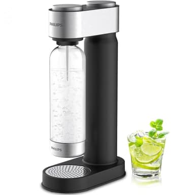 Philips Soda Streaming Machine, Stainless Sparkling Water Maker Easy Install with Quick Twist 1L PET Carbonating Bottle, Soda Maker Compatible with 60L CO2 Carbonator (NOT Included), ADD4902BKOQ/37