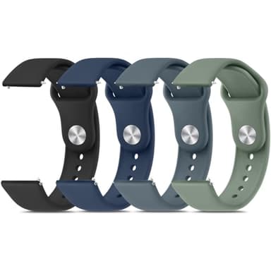 Meliya 4 Pack Silicone Watch Bands, 20mm 22mm Quick Release Soft Sport Replacement Watch Strap for Women Men (Black+Navy Blue+Green+Grey Blue, 22mm)