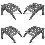 FOOWIN Folding Adirondack Ottoman Set of 4, HDPE All Weather Adirondack Footrests, Ottoman for Adirondack Chair,Patio Footstool for Outside Easy Storage,for Patio, Backyard, Porch, Garden, Grey