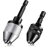 Honoson Keyless Drill Chuck Bit 1/4 Inch Hex Shank Keyless Drill Chuck Fast Change Converter Extension Screwdriver Adapter in 0.3-6.5 Mm, 0.3-3.6 mm for Tool Attachment(2 Pieces)