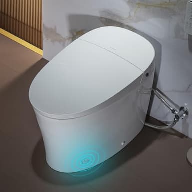 WOODBRIDGE Smart Toilet, Auto Open & Close, Auto Flush, Foot Sensor Operation, Heated Seat and Integrated Multi Function Remote Control in White