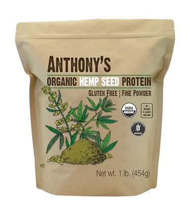 Anthony's Organic Hemp Seed Protein Powder, 1 lb, Cold Pressed, Gluten Free, Non GMO, Fine Powder
