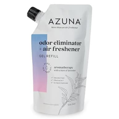 Azuna Air Freshener and Odor Eliminator for Strong Odor Gel 12oz Refill Pouch | Plant-Based & Long Lasting | Pet, Smoke, Home and Bathroom | Aromatherapy Scent | Lasts 60–90 Days