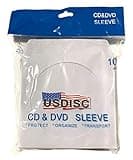 USDISC Paper Sleeves 100g Window, Flap, White, Pack of 100