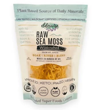 Elderwise Raw Sea Moss | Seamoss Makes 20oz of Gel | Wildcrafted Golden Sea moss | Raw | Sundried | Mineral and Vitamin Rich | Golden