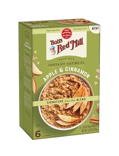 Bob's Red Mill Instant Oatmeal Packets, Apple & Cinnamon, 6 Packets Total (1 Box/6 Packets per Box), Non-GMO, Gluten Free, Whole Grain