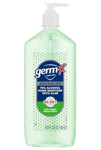 Germ-X Advanced Hand Sanitizer with Aloe and Vitamin E, 1 Liter, Less Drying Moisturizing Gel, No Rinse Formula, Pump Bottle