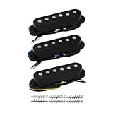 FLEOR Single Coil Pickup Alnico 5 Guitar Neck/Middle/Bridge Pickups Set Staggered, Black