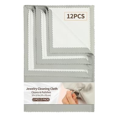 Bonison 3 Pack Large Silver Polishing Cloth – 10"x12" Jewelry Cleaning Cloth & Multi-Layer Jewelry Polishing Cloth for Silver, Gold, Diamond, Platinum, Coins, Watches, Gemstones（Gray）