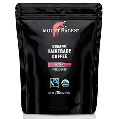 Mount Hagen 7.05oz Organic Freeze-Dried Instant Coffee | Medium Roast Arabica Beans | Fair-Trade, Eco-Friendly in Resealable Pouch Bag
