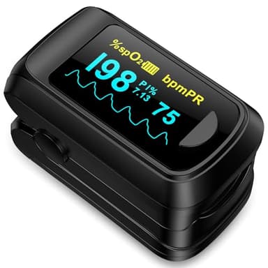Fingertip Pulse Oximeter HealthTree Blood Oxygen Monitor Pulse Ox, Heart Rate monitor and Spo2 Reading Oxygen Meter Included Lanyard and AAA Batteries