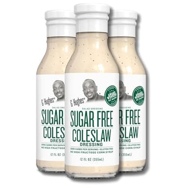 G Hughes Sugar Free Coleslaw Dressing - Sugar Free Cole Slaw Dressings, Gluten Free Salad Dressings, 0 Carb Salad Dressing, G Hughes Sugar Free Salad Dressings, No Sugar Added - 12 Oz (BUNDLE OF 3) with whites liquidation recipe card.