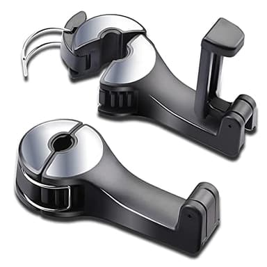 SCOVVORD Car Headrest Hook with Phone Holder, Universal 360 Rotation Headrest Hooks for Purses and Bags (Silver)
