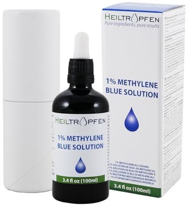 Methylene Blue 1% Solution 3.4 Fl Oz - 100 ml | Ultra High Purity | USP Pharma Grade Ingredients - Third-Party Tested | Formaldehyde Free | Glass Bottle | Heiltropfen®