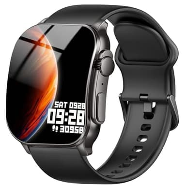 Smart Watch for Men, 2.01" AMOLED Curved Display Fitness Tracker with Answer/Make Calls, 100+ Sport Modes, Fitness Watch with 24/7 Heart Rate/Sleep Monitor/Pedometer, IP68 Waterproof, for Android iOS