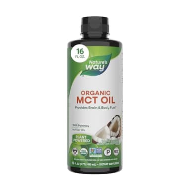 Nature’s Way Organic MCT Oil, Brain and Body Fuel*, Liquid Coconut MCT Oil with C8 Caprylic & C10 Capric Acids, 14 g Medium Chain Triglycerides per Serving, Keto & Paleo Certified, Non-GMO, 16 Fl Oz