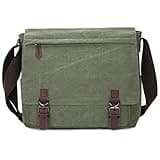 Canvas Messenger Bag for Men Women,Travel Satchel Shoulder bag 15.6 Inch Laptop Bag briefcase Business (Green)