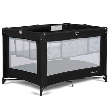 Dream On Me Zazzy Portable Playard with Bassinet in Black, Lightweight Packable and Easy Setup Baby Playard with Mattress and Travel Bag