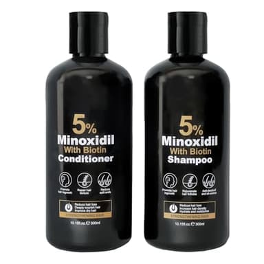 Minoxidil Shampoo & Conditioner Set for Hair Growth – Biotin, Ginseng & Ginger – Supports Thicker, Fuller Hair – Scalp Care Formula – For Men & Women – 600ml Duo