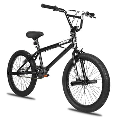 WEIZE Freestyle BMX Bike, 20 inch Trick Bicycle for Kids, Hi-Ten Steel Frame, 360 Degree Rotor Freestyle, 4 Pegs Single Speed Teen Bike for Boys Girls & Beginner-Level to Advanced Riders, Matte Black