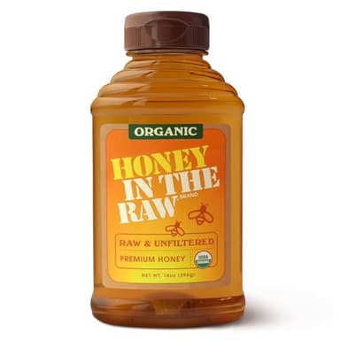 Organic Honey In The Raw, 14 oz Squeeze Bottle, Pure Raw & Unfiltered Honey, No Additives, Gluten and BPA Free, USDA Certified, for Coffee, Tea, Yogurt, Baking and More