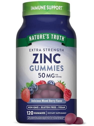 Nature's Truth Zinc Gummies for Adults | 50mg | 120 Count | Vegan, Non-GMO & Gluten Free Supplement | Mixed Berry Flavor