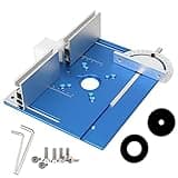 KETIPED Aluminium Router Table Insert Plate,Woodworking Benches 9.4x7.9x0.2 Inch Router Flip Plate with Miter Gauge Guide Aluminium Fence Sliding Brackets(Blue),MG-051BL