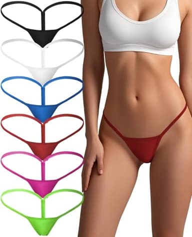 sosusu Cotton Underwear G-string Thong for Women Micro Sexy Ladies Panties Comfortable Stretch Low Rise 6 Pack (US, Alpha, Small, Regular, Regular, 6 Color Packs)