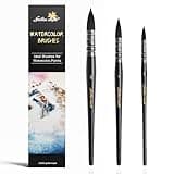 Watercolor Brush Set - Sizes 2,4,6 - Round Quill Fine Tip Mop Brushes, Soft Synthetic Squirrel Hair, Short Handles for Professional Artists - Water Color Painting (Black)